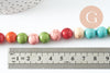 Perles rondes multicolores howlite,Perles gouttes multicolores howlite, howlite naturelle, perle turquoise, fil de 40 cm, X1 (G9717)