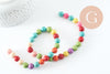 Perles rondes multicolores howlite,Perles gouttes multicolores howlite, howlite naturelle, perle turquoise, fil de 40 cm, X1 (G9717)