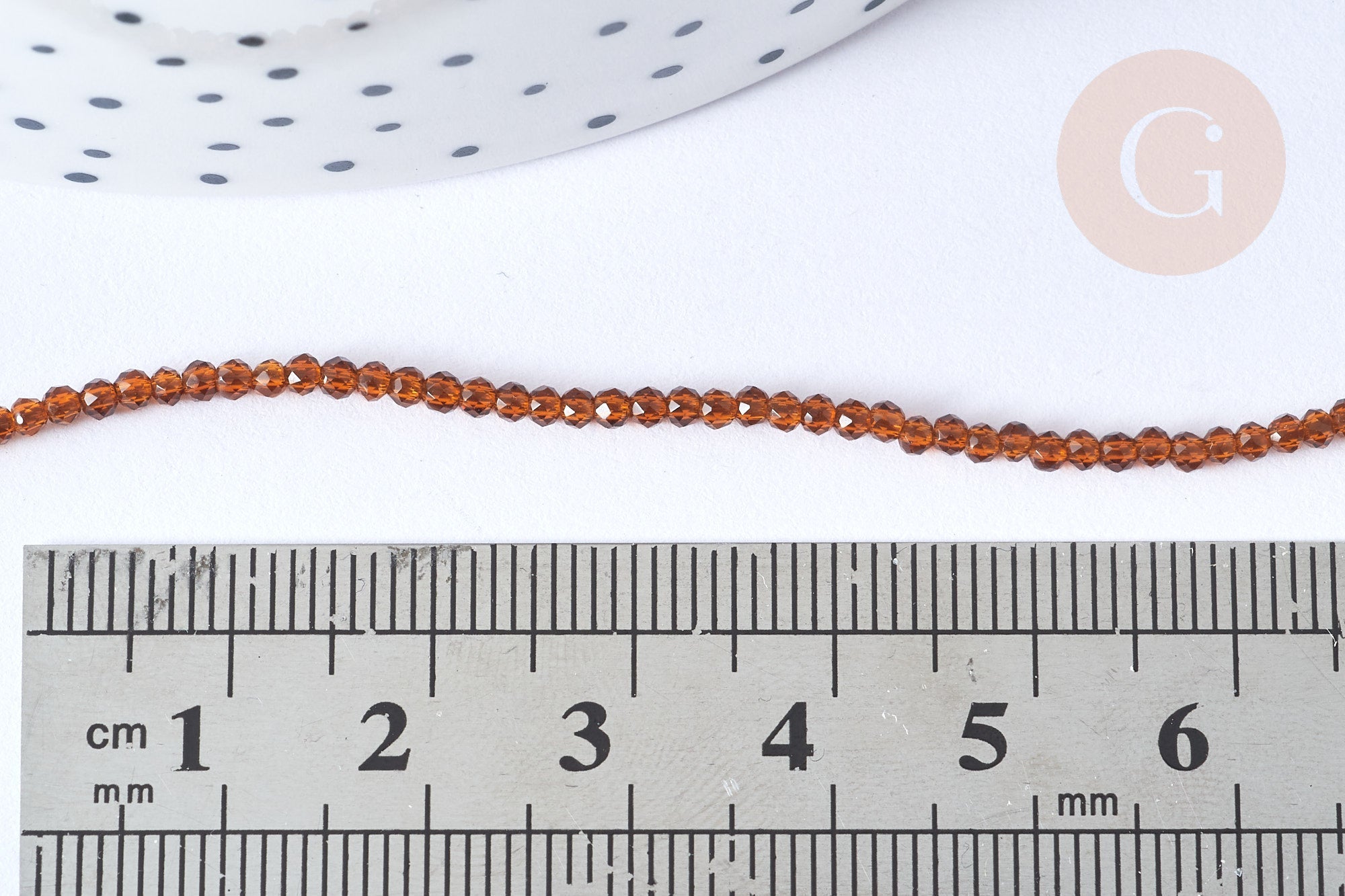 Perles rondes verre marron, marron clair facettes 2mm, x1 fil de 38cm (G7950)