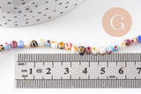 Perles rondes verre millefiori 4mm, x1 fil de 33cm (G5364)