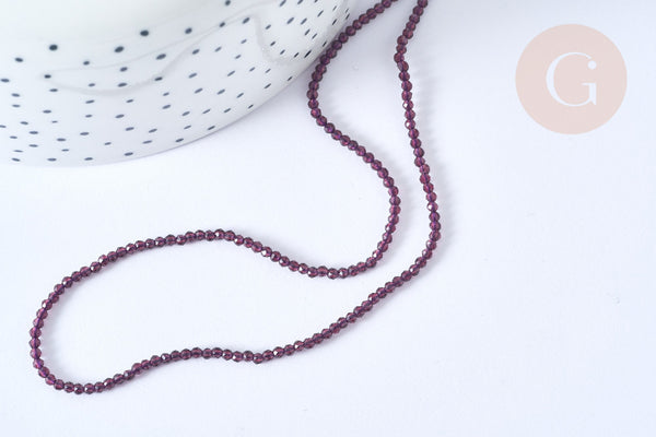 Perles rondes verre violette facettes 2mm, cristal,x1 le fil de 38cm (G7952)