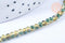 Perles toupies cristal bicolore jaune vert irisé 3.5x2.5mm,Perle verre facette, fil 25.4cm x1 (G6761)