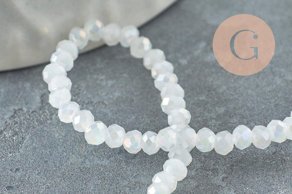 Perles toupies cristal blanc irisé facette 2.5mm, x1 fil de 40cm (G2643)