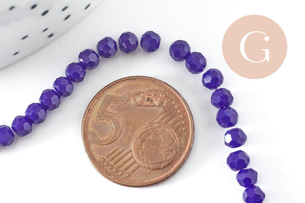 Perles toupies cristal bleu roi 4-5mm, perles bijoux, perle cristal verre facette,fil de 34 cm x1 (G6216)