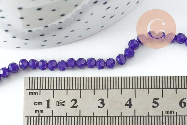 Perles toupies cristal bleu roi 4-5mm, perles bijoux, perle cristal verre facette,fil de 34 cm x1 (G6216)