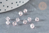 Perles toupies facettées verre rose transparent 4x3.5mm, cristal autrichien, x20 (G0588)
