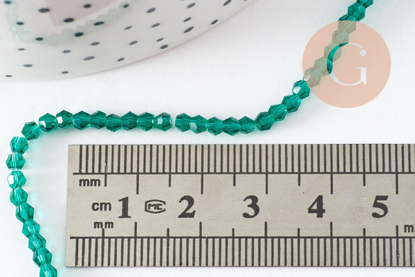 Perles toupies verre autrichien transparent facettées bleu clair 2x3mm, création bijoux cristal DIY, fil de 41cm x1 (G8421)