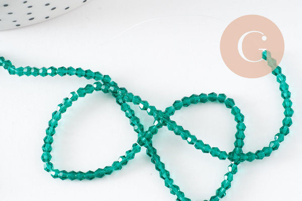 Perles toupies verre autrichien transparent facettées bleu clair 2x3mm, création bijoux cristal DIY, fil de 41cm x1 (G8421)