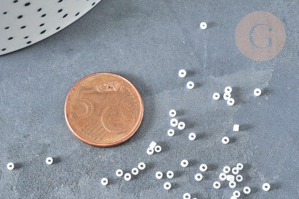 Perles tube blanc opaque façon Delica miyuki, x1 Sachet 8g (G8136)