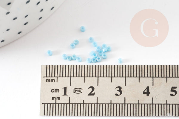 Perles tube bleu ciel opaque façon Delica miyuki 1.5-2mm, x1 sachet de 8gr (G9159)