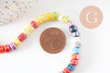 Perles tube heishi porcelaine multicolore 4.5mm, création bijoux fantaisie DIY, fil de 30cm, x1 G9660