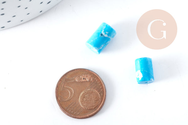 Perles tube howlite naturelle turquoise 10x7mm, x5 (G8281)