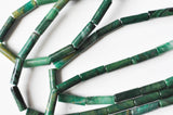 Perles tube jade africain vert naturel 11-15mm, x1 fil de 38cm (G5616)