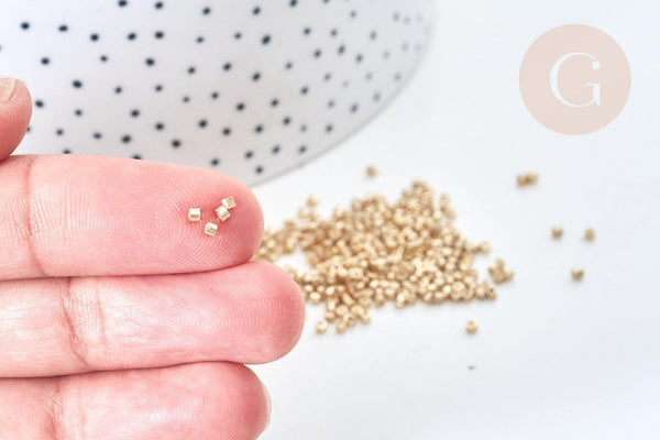 Perles tube or clair métallisé mat façon Delica miyuki, x1 Sachet 8g (G7777)