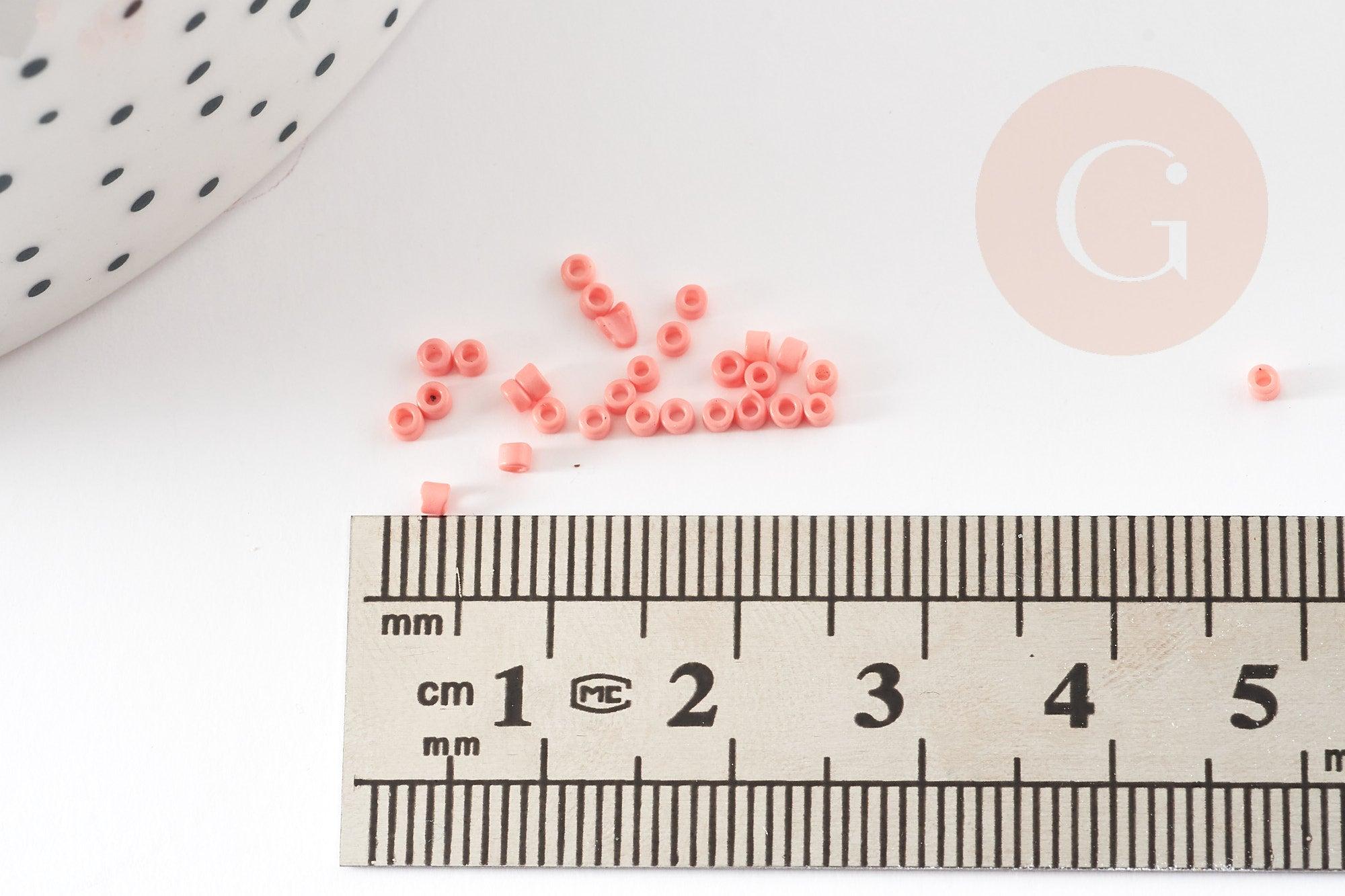 Perles tube orange corail opaque façon Delica miyuki 1.5-2mm, x1 sachet de (G9162)