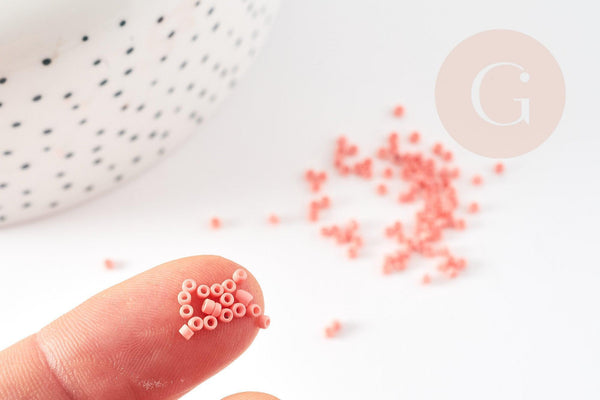 Perles tube orange corail opaque façon Delica miyuki 1.5-2mm, x1 sachet de (G9162)
