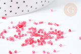 Perles tube rouge effet givré façon Delica miyuki, x1 sachet de 8g (G8133)