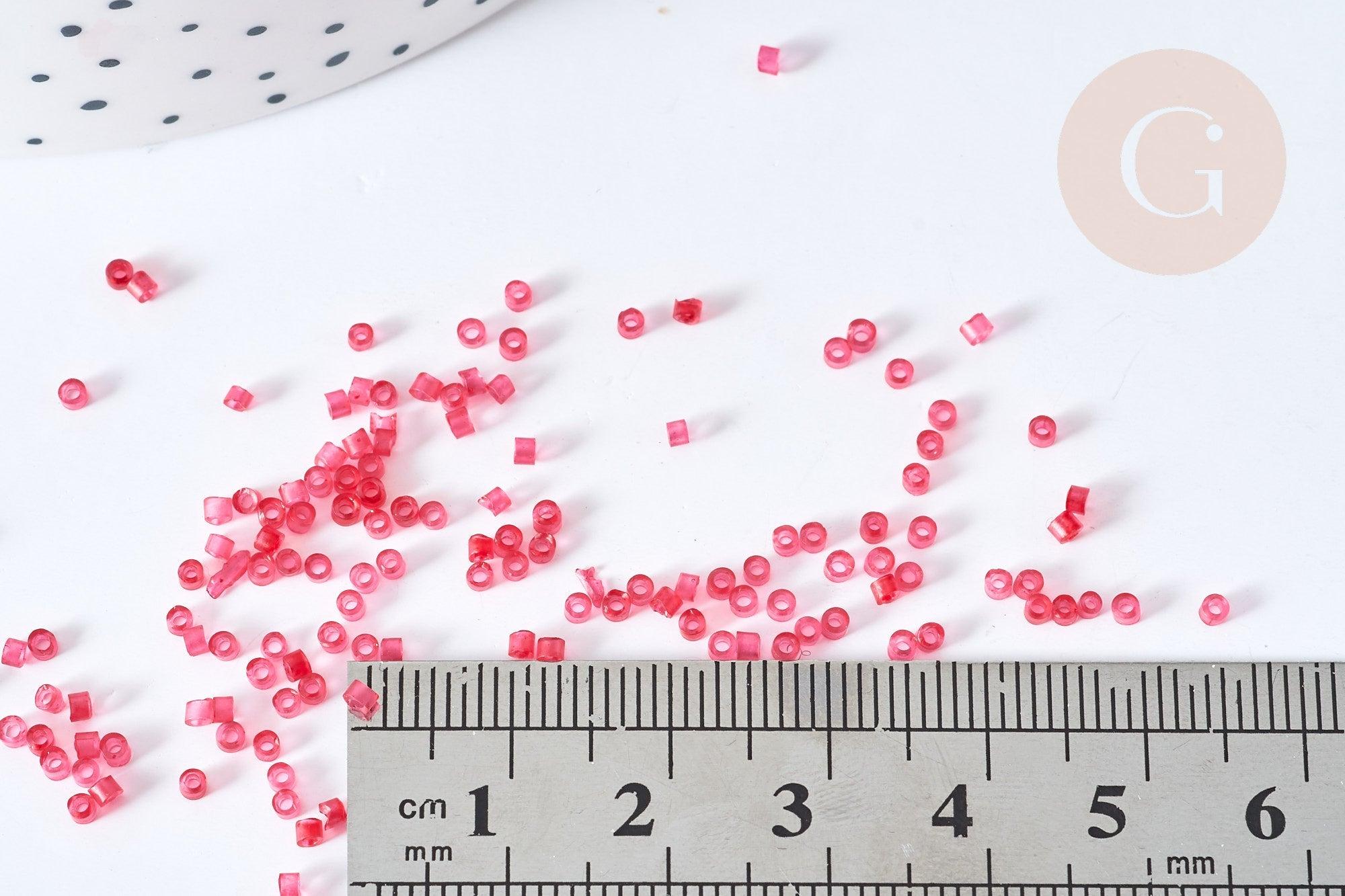 Perles tube rouge effet givré façon Delica miyuki, x1 sachet de 8g (G8133)
