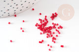 Perles tube rouge rose opaque façon Delica miyuki 1.5-2mm, x1 sachet de 8gr (G9166)