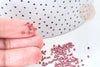 Perles tube verre Rose foncé métallisé mat façon Delica miyuki, x1 Sachet 8g (G7770)