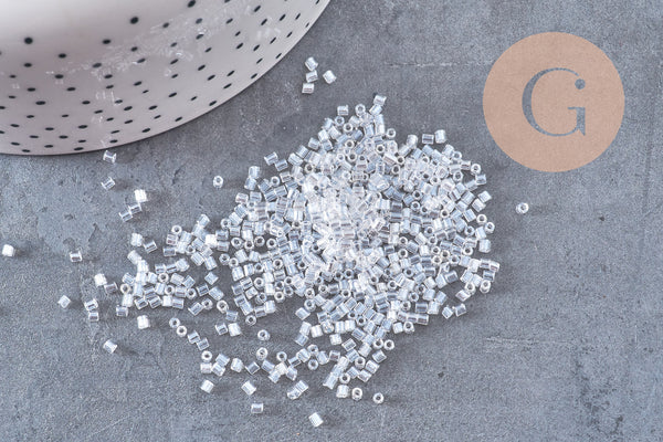 Perles tube verre blanc nacré façon Delica miyuki, x1 sachet de 8g (G10933)