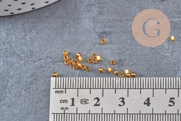 Perles tube verre orange transparent silver line façon Delica miyuki, x1 sachet de 8g (G10923)