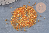 Perles tube verre orange transparent silver line façon Delica miyuki, x1 sachet de 8g (G10923)