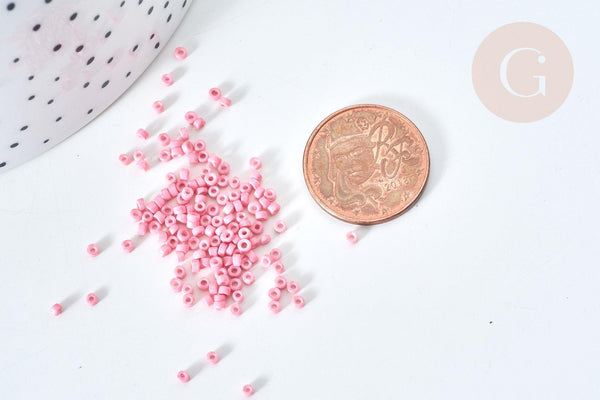 Perles tube verre rose clair façon Delica miyuki, x1 sachet de 8g (G7775)