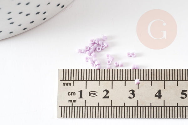 Perles tube violet clair opaque façon Delica miyuki 1.5-2mm, x1 sachet de 8gr (G9167)