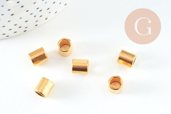 Perles tube zamac doré lisse 9mm, x50 (G10741)