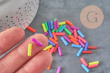 Perles tubes fluorescents plastique bijoux enfants,perles bijoux,perle plastique multicolore, x100G6636