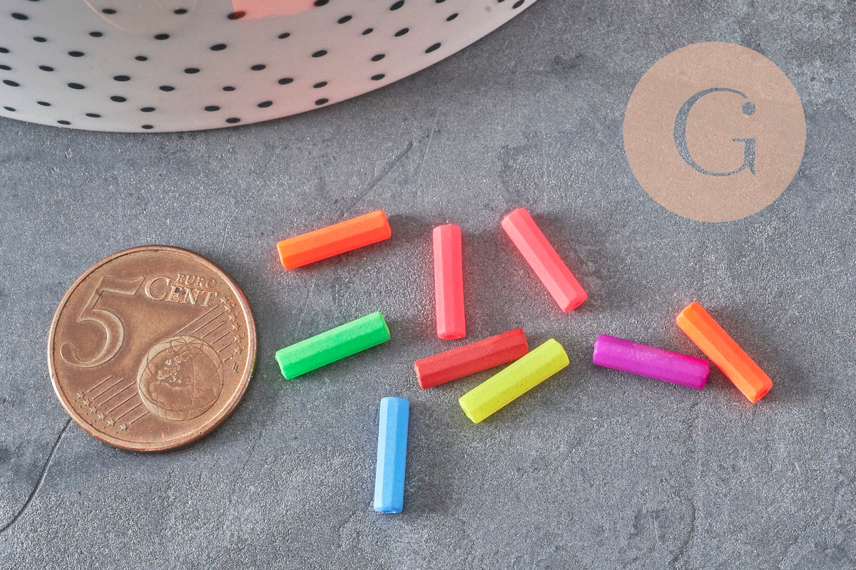 Perles tubes fluorescents plastique bijoux enfants,perles bijoux,perle plastique multicolore, x100G6636