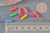 Perles tubes fluorescents plastique bijoux enfants,perles bijoux,perle plastique multicolore, x100G6636