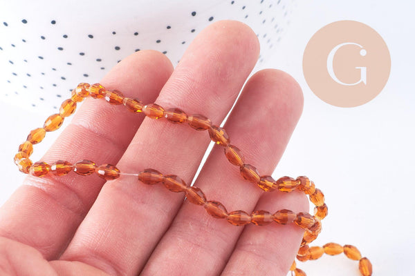 Perles verre grain de riz 6x4mm, x1 fil de 38cm (G10750)