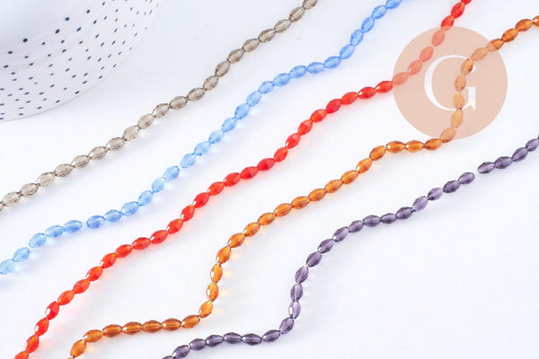 Perles verre grain de riz 6x4mm, x1 fil de 38cm (G10750)