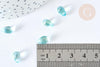 Perles verre transparent goutte bleu ciel doré 9mm, verre, x10 (G7283)