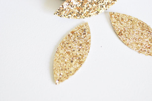 Pétale simili cuir paillettes doré fourniture créative,cuir synthétique,fabrication coiffure, accessoire mariage, 57.5mm, x 10 G4793