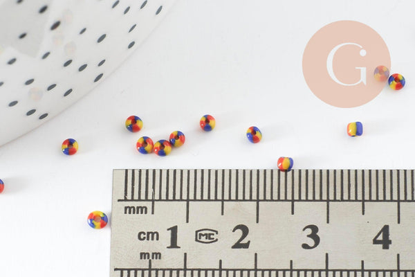 Petite Perle rocaille rayé multicolore 1.5x2mm x 10gr (G9491)