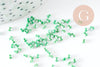 Petite Perle rocaille rayé vert blanc 1.5x2mm, x10gr (G9428)