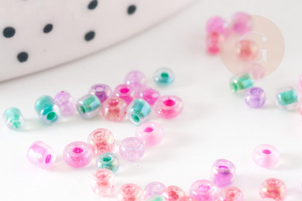 Petite Perles rocaille multicolore pastel 2.5mmx3mm, x10gr (G9283)
