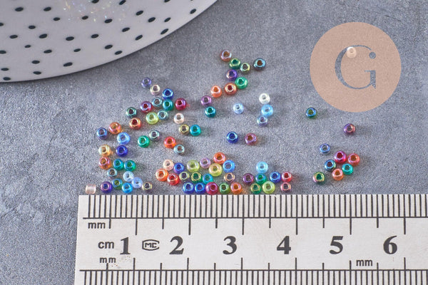 Petite Perles rocaille multicolore primaire 2-2.5mm, x10gr (G10397)
