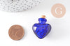 Petite bouteille en verre cœur bleu bouchon Liège 32.5mm, x1 (G1694)