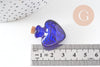 Petite bouteille en verre cœur bleu bouchon Liège 32.5mm, x1 (G1694)