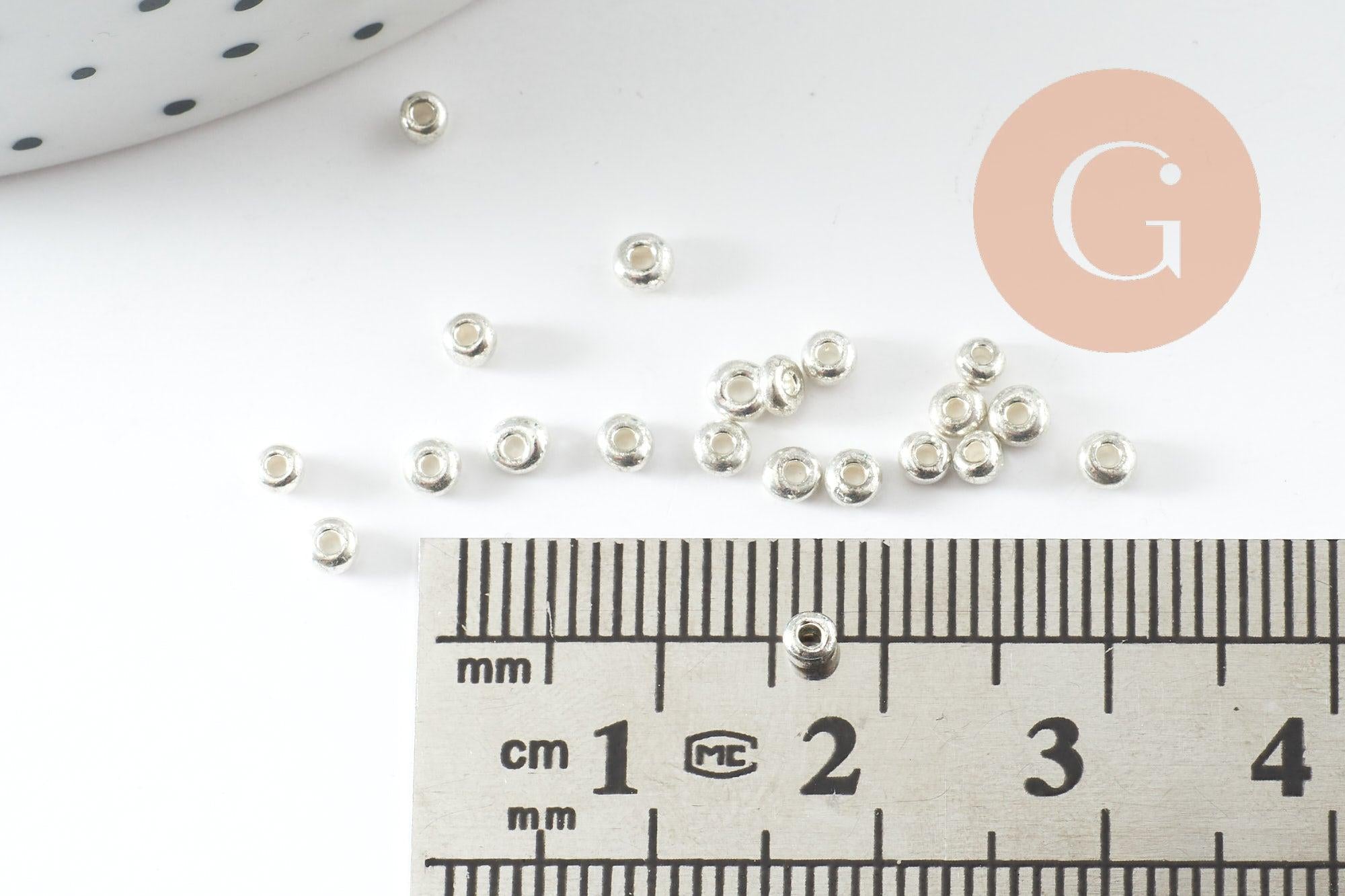 Petite perle de rocaille argent 2.5mm, x20Gr (G2457)