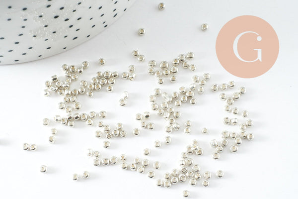 Petite perle de rocaille argent 2.5mm, x20Gr (G2457)