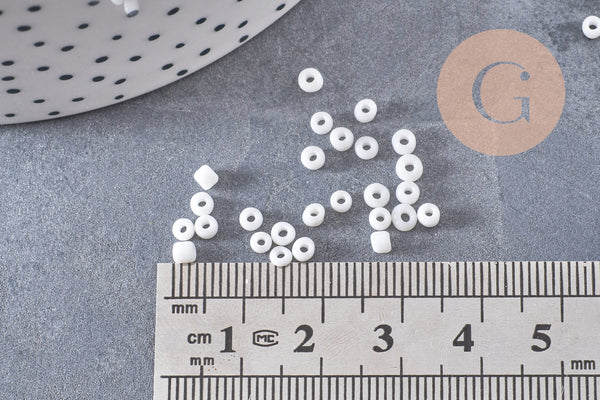 Petite perles de rocaille blanches 2.5mm, perles rocaille blanc opaque, perlage, x 5gr (G2541)