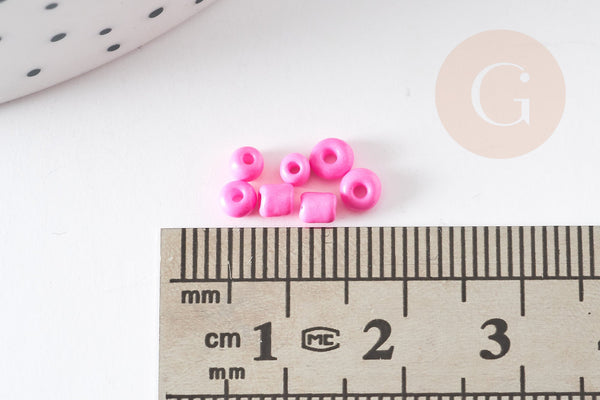 Petite perles de rocaille rose foncé 2.5mm, perles rocaille pour tissage bijoux x 10g (G5375)