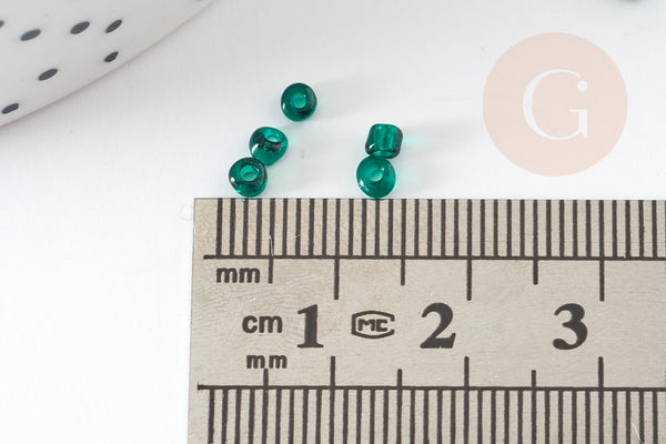 Petite perles de rocaille vert foncé 2.5mm, x 10gr (G5374)