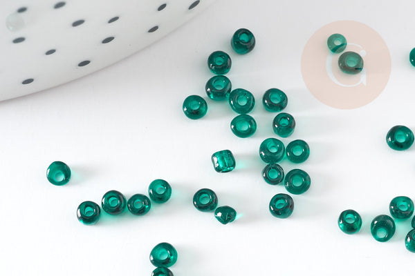 Petite perles de rocaille vert foncé 2.5mm, x 10gr (G5374)