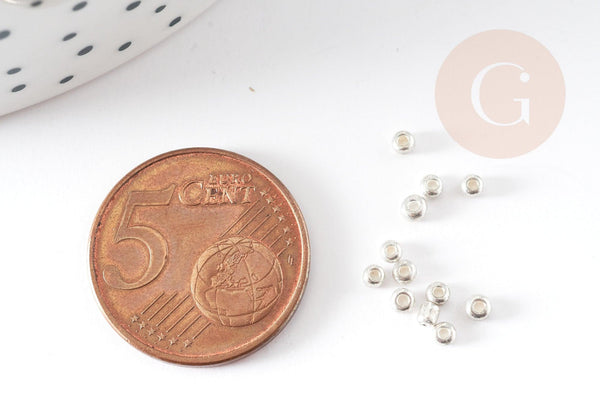 Petite perles rocaille argent brillant métallisé 2mm, x 10gr (G2401)